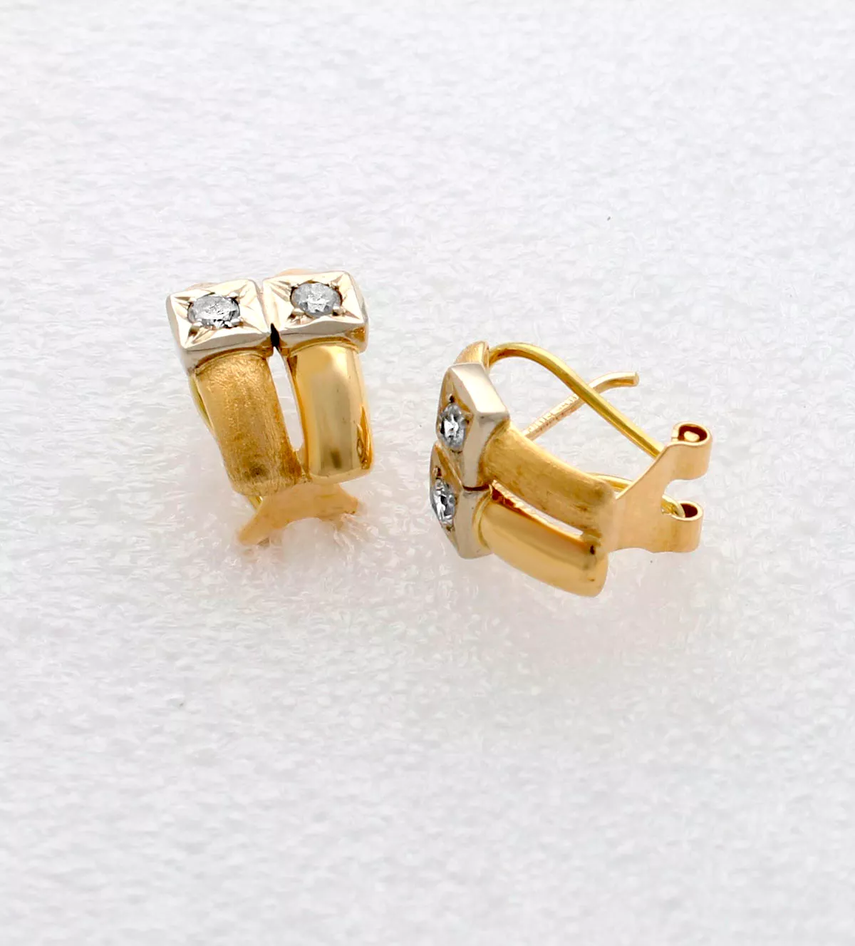 Pendientes de oro con circones "Bicolore" pendientes de oro bicolor con circonitas sin retoque