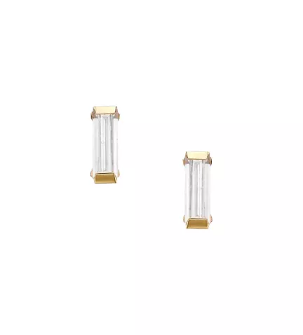 pendientes de oro 18k con circonita talla baguette