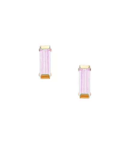 pendientes de oro amarillo 18k con circones rosas