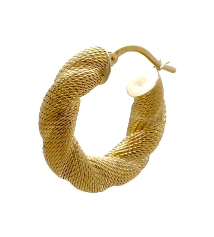 pendientes de oro 18k criollas trenzadas diamantadas toma detallada