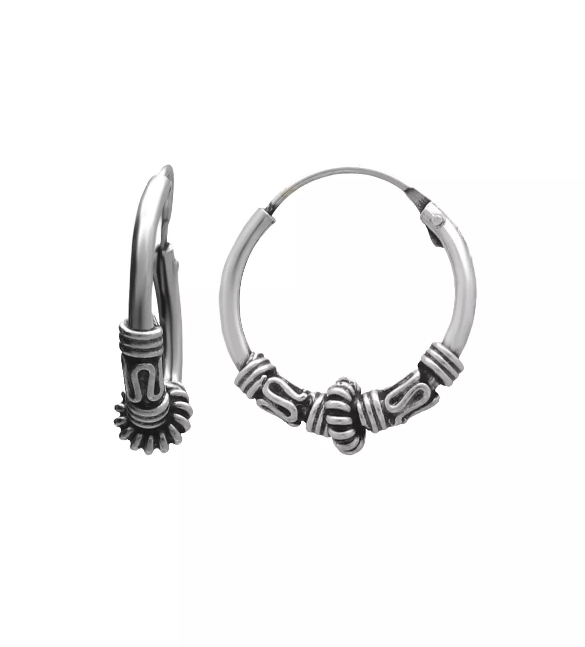 Pendientes de plata aro 15mm con gallones "Mistrio" pendientes de plata criollas tribales