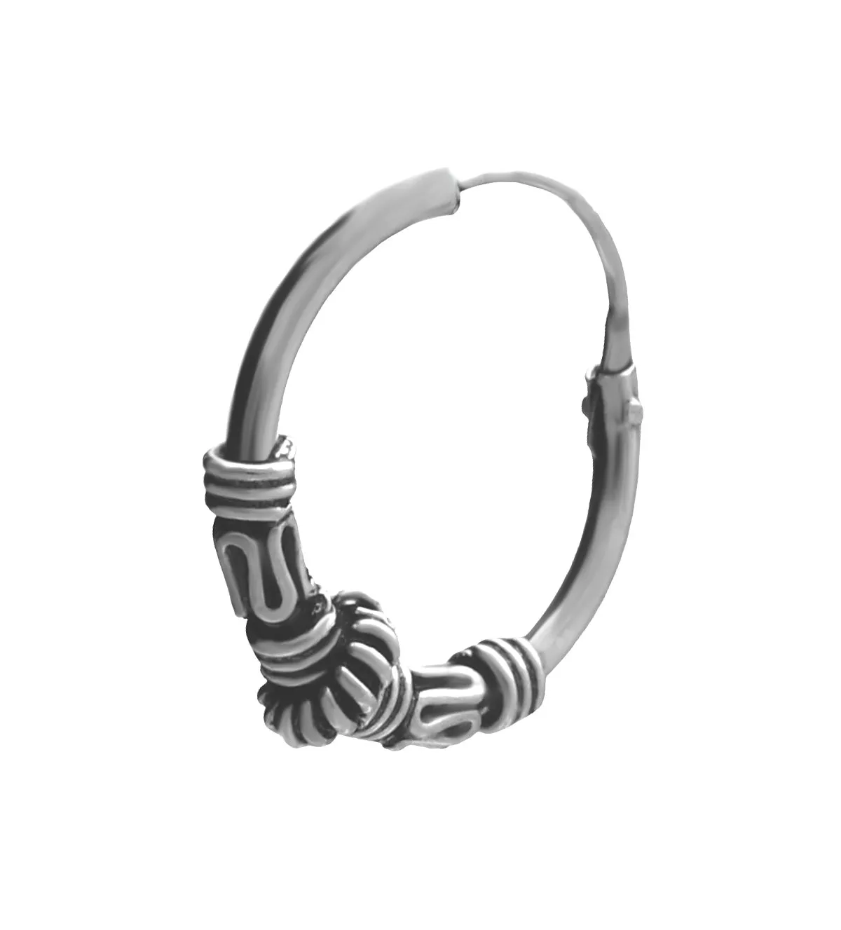 Pendientes de plata aro 15mm con gallones "Mistrio" pendientes de plata criollas tribales foto detalle