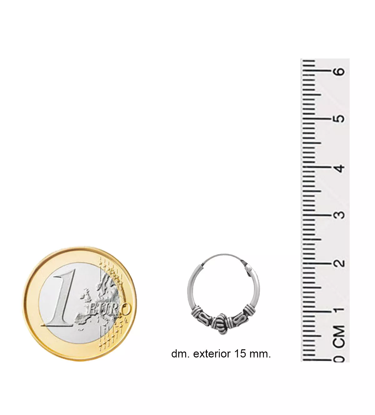 Pendientes de plata aro 15mm con gallones "Mistrio" Pendientes de plata aro 15mm con gallones "Mistrio" - Imagen 5