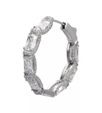 pendientes de plata aros con circones Esencia foto toma lateral