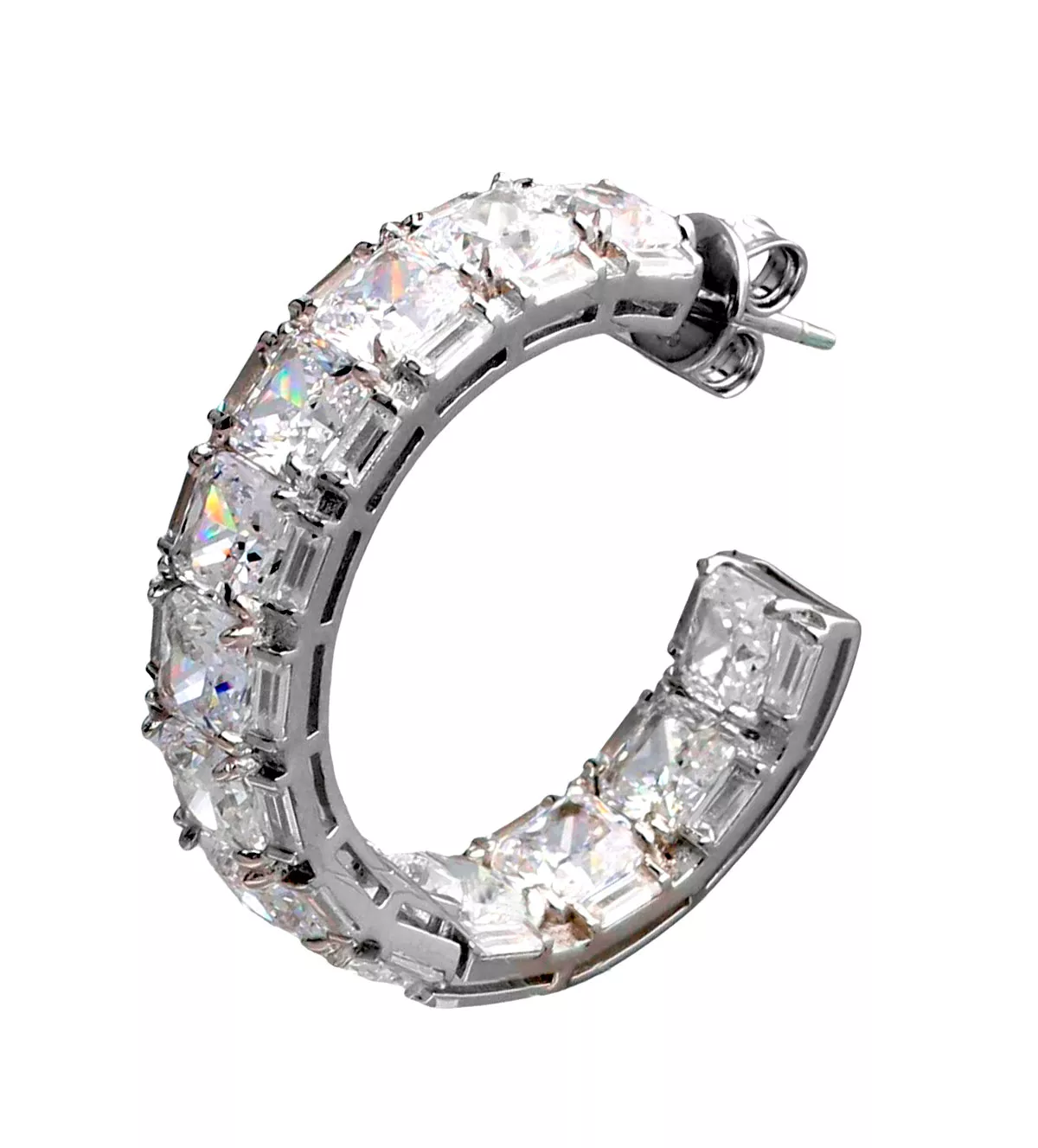 Pendientes de plata aros con circones "Príncipes" pendientes de plata con circonitas vista detalle