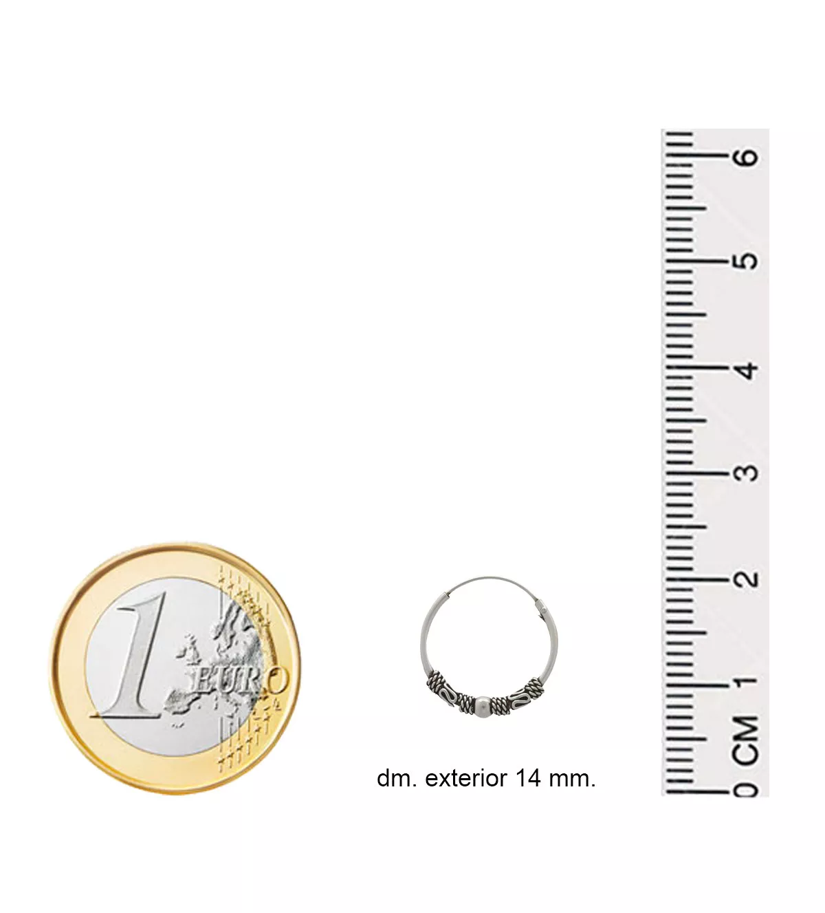 Pendientes de plata aro 14 mm con gallones "Mistrio" pendientes de plata aros etnicos medidas euro regla