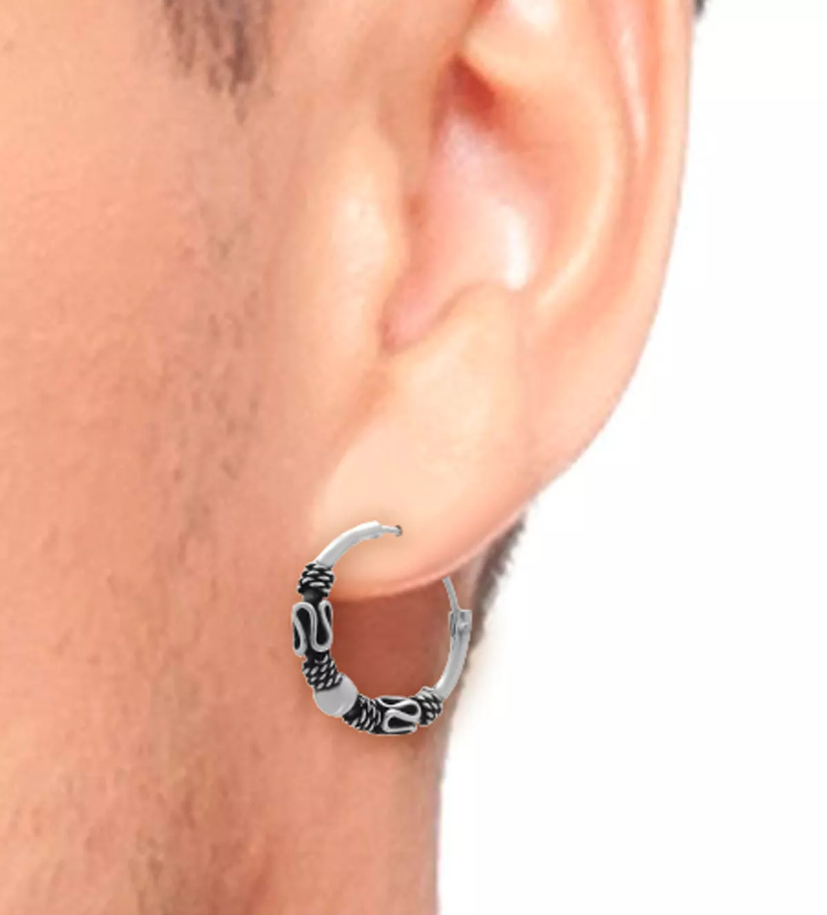 Pendientes de plata aro 18 mm con gallones "Mistrio" Pendientes de plata aro 18 mm con gallones "Mistrio" - Imagen 4