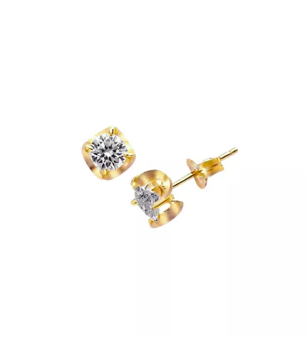 pendientes de oro con circonita modelo frontal y lateral