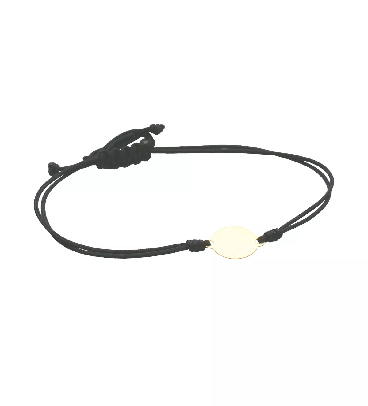 Pulsera de oro macramé negro "Disco" pulsera de oro cordon macrame