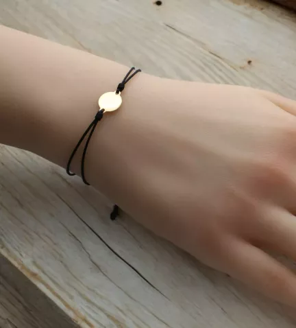 pulsera de oro disco macrame 301 083694N 10