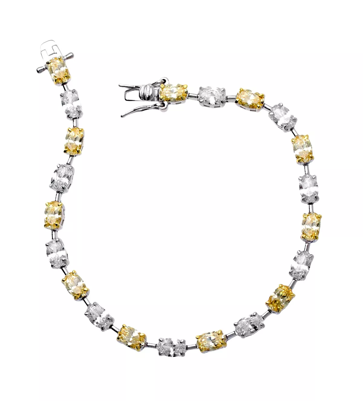 pulsera de plata con citrinos y circones