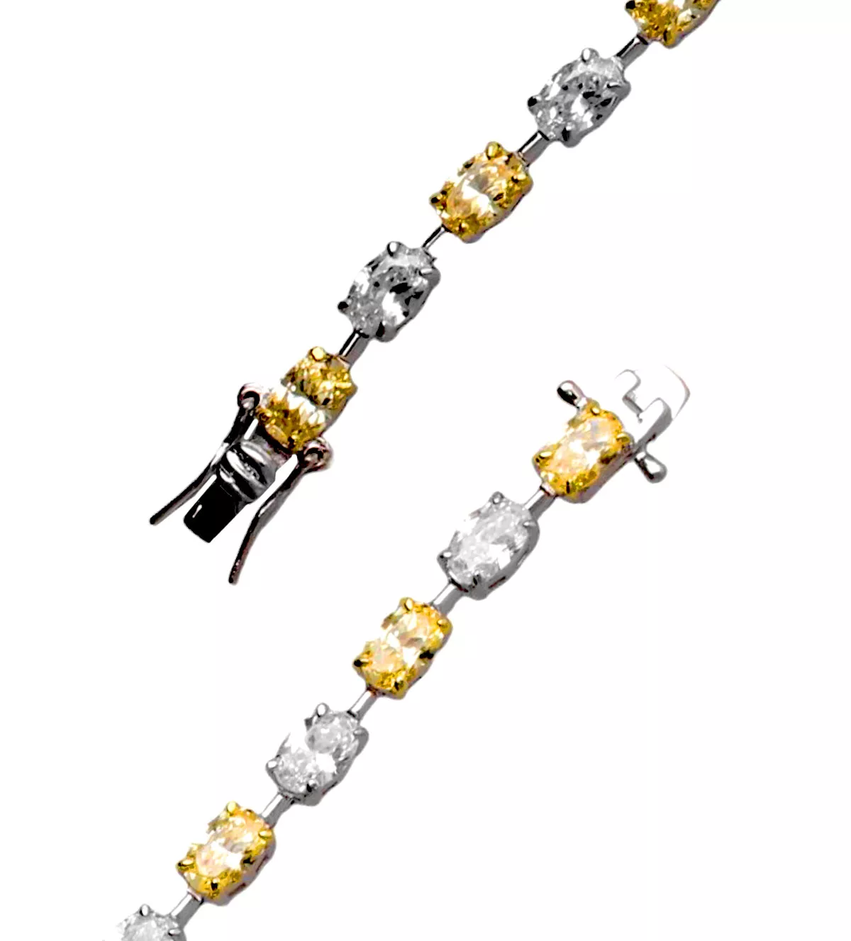 pulsera de plata con citrinos y circones vista detalle