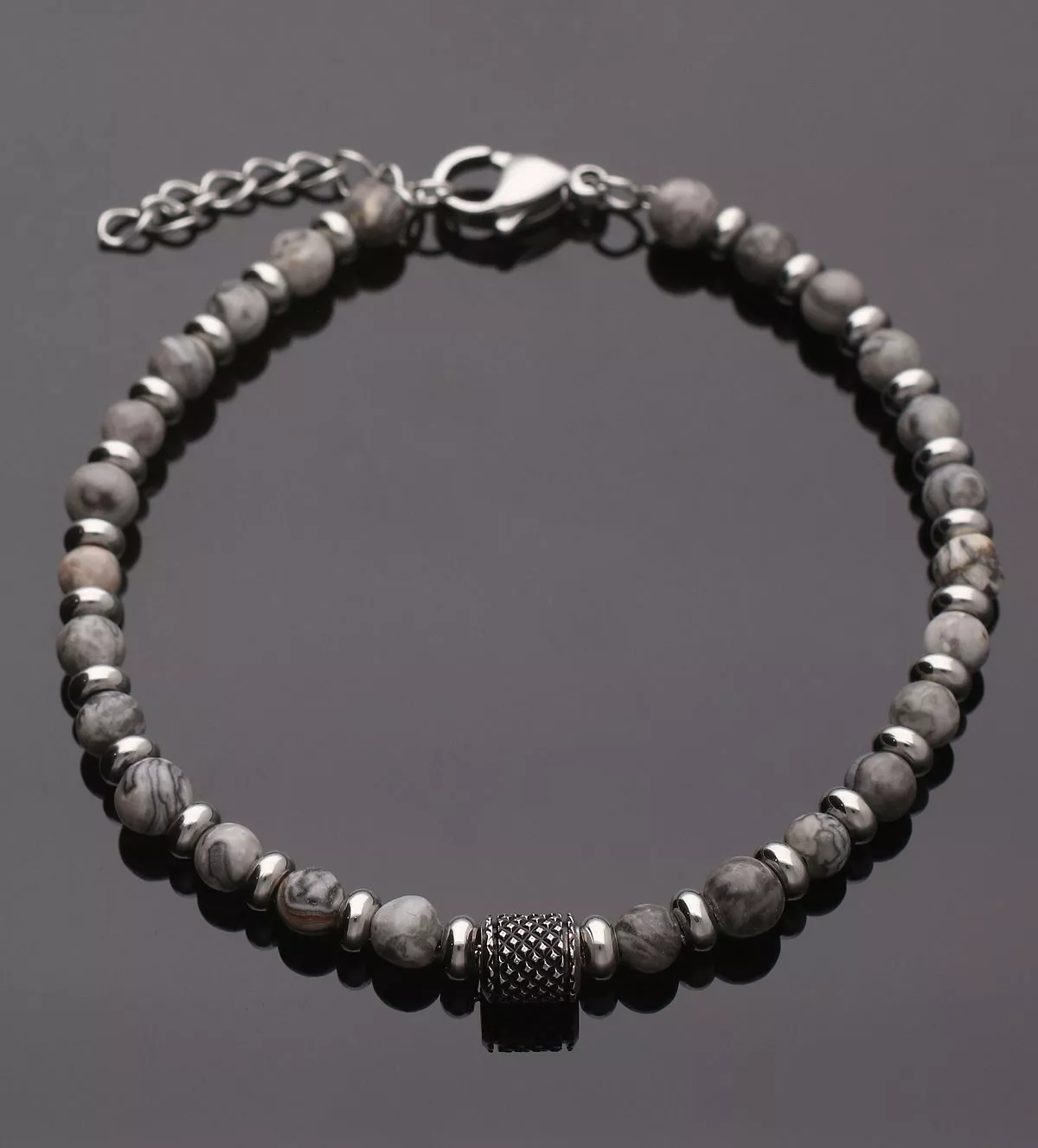 Pulsera para hombre "Jaspe Gris" pulsera para hombre jaspe gris vista sin retoque