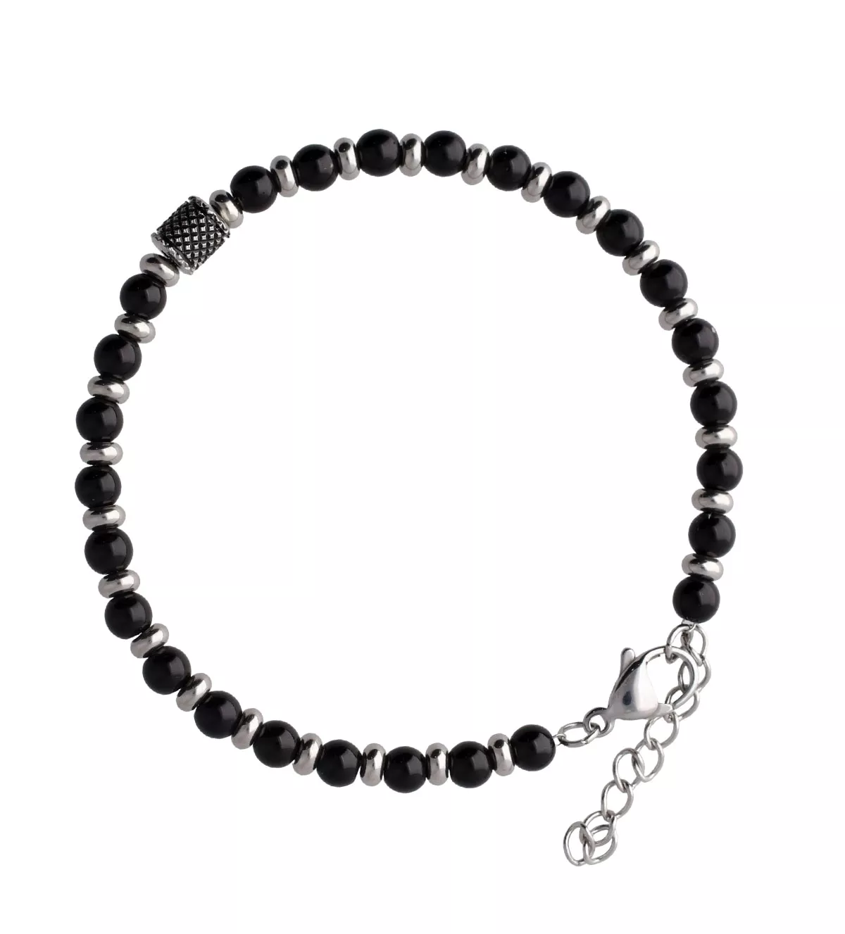 Pulsera para hombre "Ágata Negra" pulsera para hombre acero y agatas negras