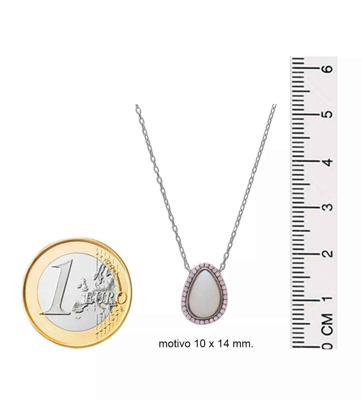 Gargantillas de plata Vapour "Aurora Boreal" gargantilla de plata aurora boreal opalo y circones rosas vista con medidas