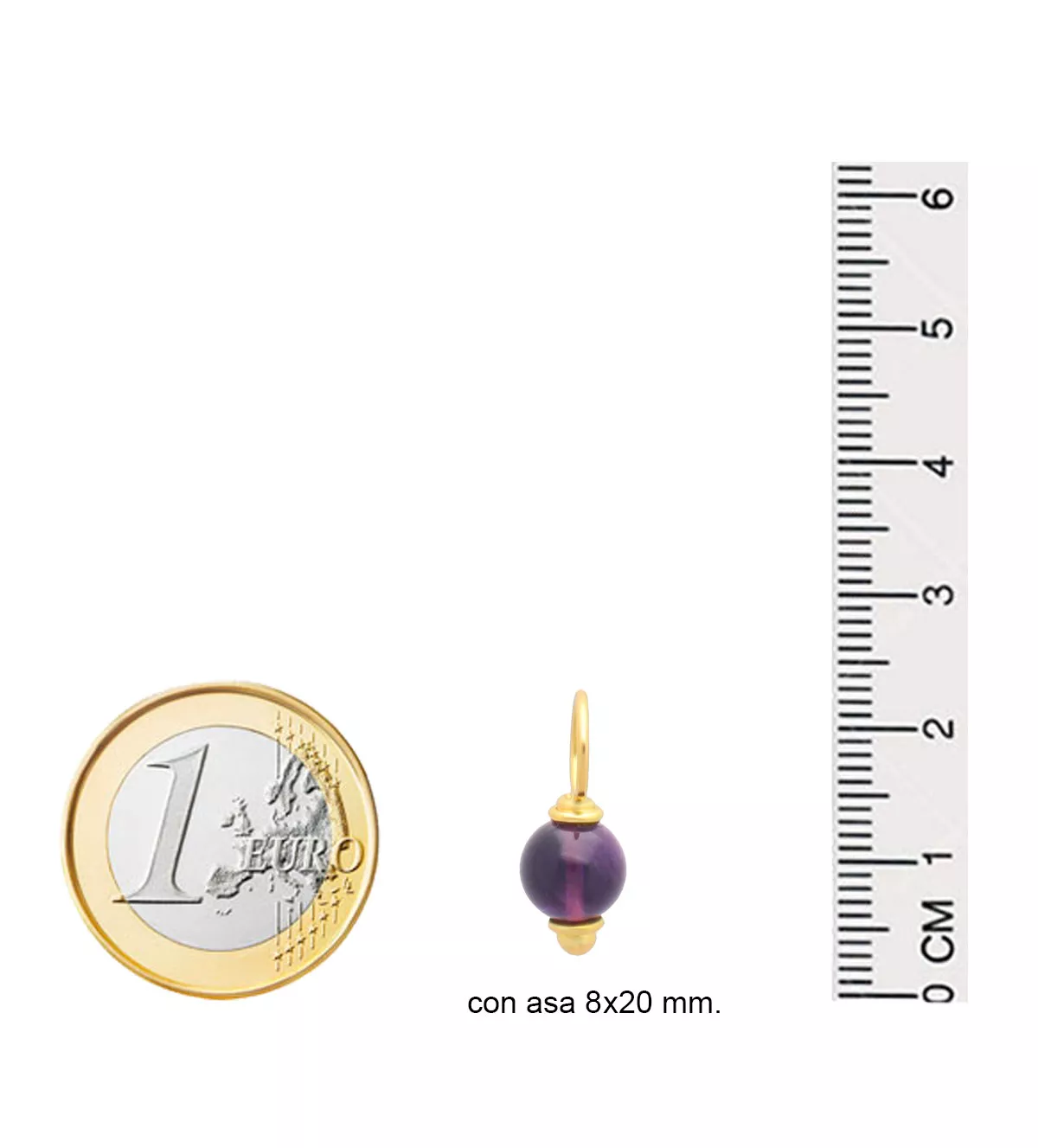 Colgantes de oro 18 ktes con amatista "Armonia" colgante de oro 18k con amatista Armonia foto medidas