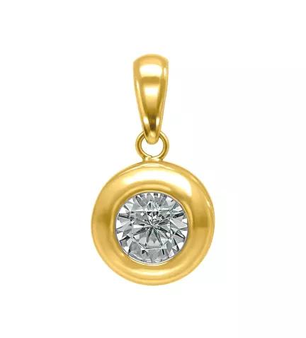 colgante de oro chaton con circonita y asa de escudo oro amarillo