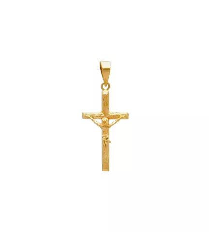cruz de oro con cristo y cruz como tronco