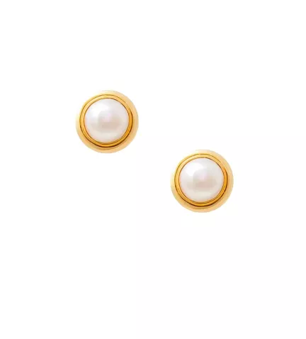 Pendientes de bebé oro 18k "Brillo de Ángel" pendientes de bebe oro amarillo 18 ktes con perlas cultivadas