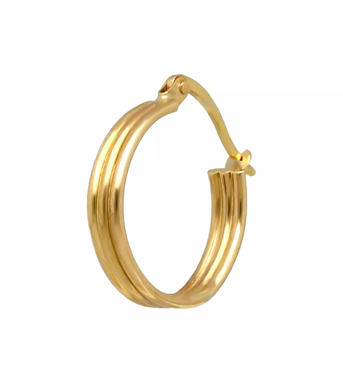 Pendientes de oro amarillo 18 ktes criollas "3 Gallones" pendientes de oro amarillo 3 gallones vista oblicua