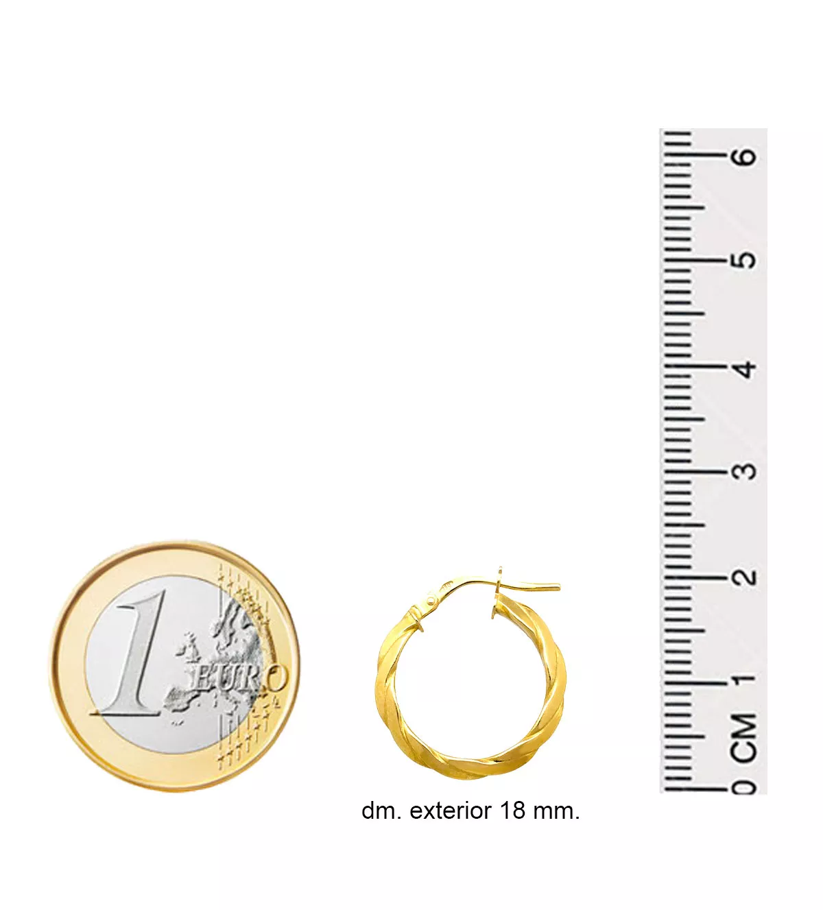 Pendientes de oro 18 ktes criollas "Trincha" pendientes de oro criollas trenza oro amarillo medidas