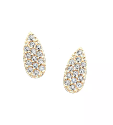 pendientes de oro con circones forma de hoja