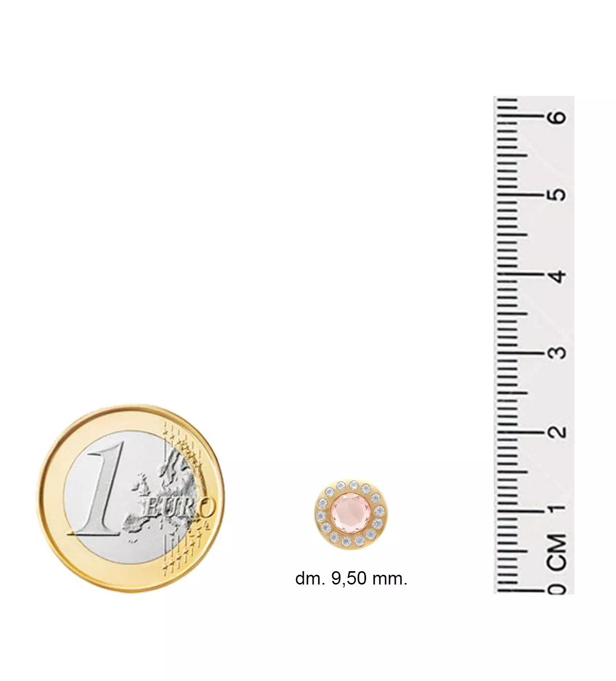 Pendientes de oro 18 ktes "Sol Rosa" pendientes de oro 18k con rosa de francia toma con medidas comparadas