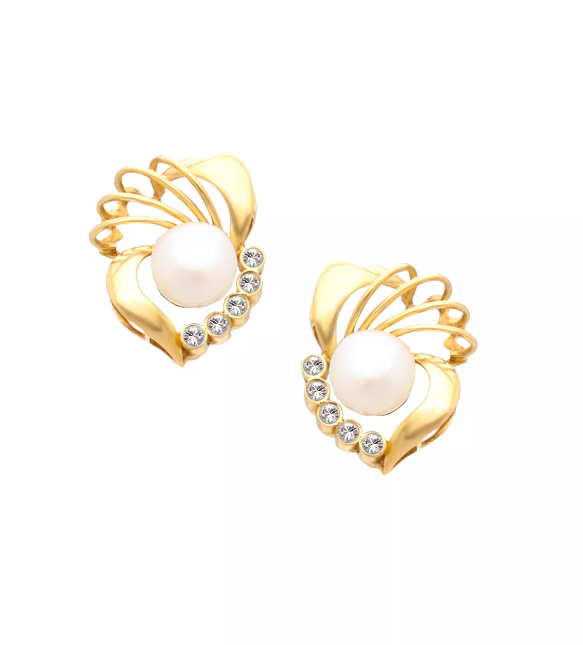 Pendientes de oro con perlas cultivadas y circones "Serenos"