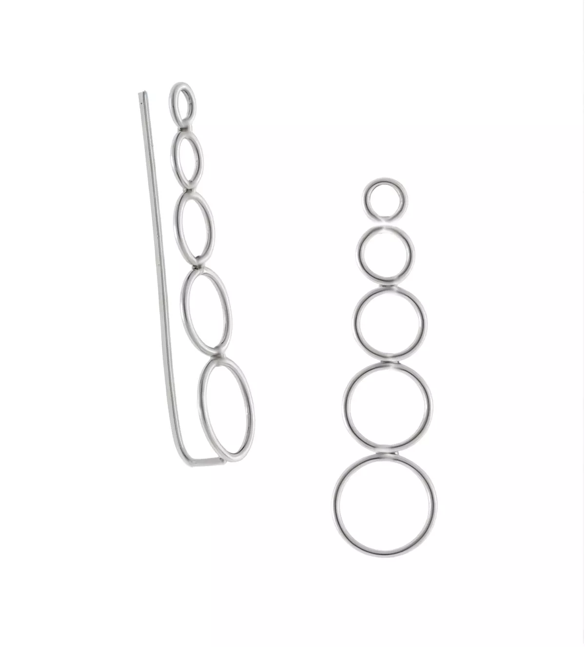 Pendientes de plata trepadores "Cascada Circular" pendientes de plata trepadores foto frontal y lateral