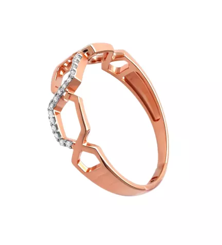 anillo de oro con diamantes trenza rosa foto toma lateral