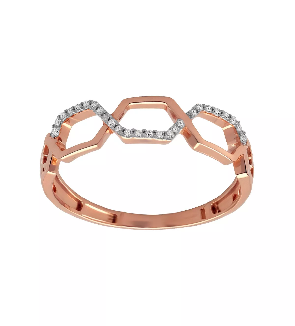 anillo de oro con diamantes trenza rosa