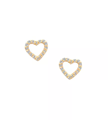 pendientes de oro y circonitas Corazones