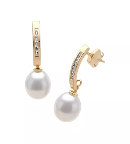 pendientes de oro con circones y perlas cultivadas