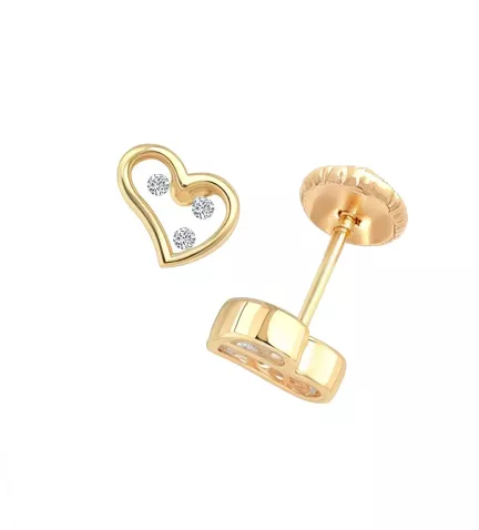 pendientes de oro para bebe vista lateral y frontal