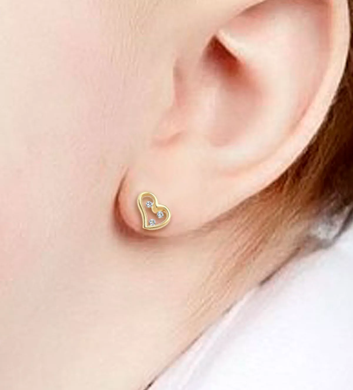 Pendientes de bebé oro 18k "Serdtsa" pendientes de oro para bebe modelo infantil