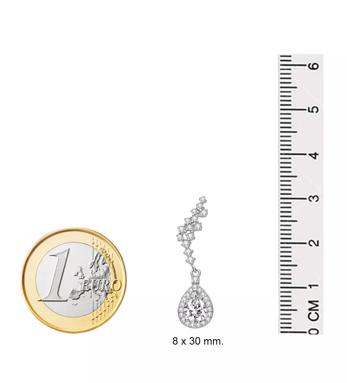 Pendientes de plata "Brisas" pendientes de plata largos con circonitas Brisas toma medidas