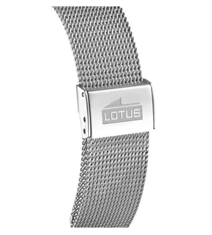 reloj hombre marca Lotus 18285-1 detalle malla milanesa y broche