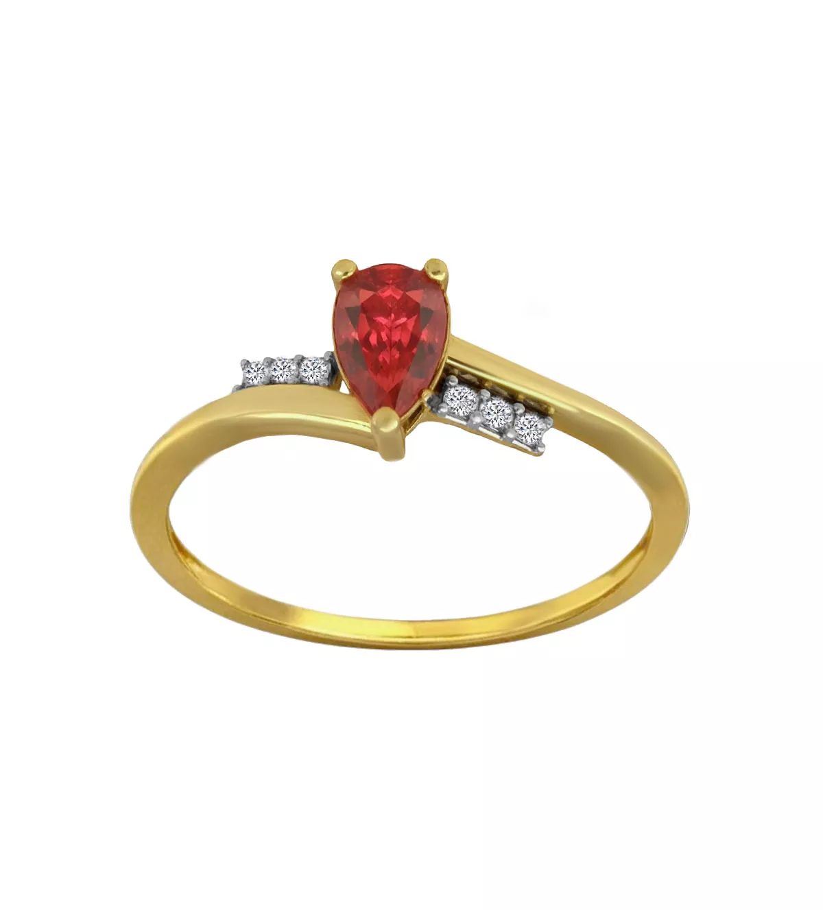Anillo de oro amarillo 18k con rubí y diamantes "Carmesi" anillo de oro amarillo 18 ktes con rubi y brillantes Carmesi toma frontal