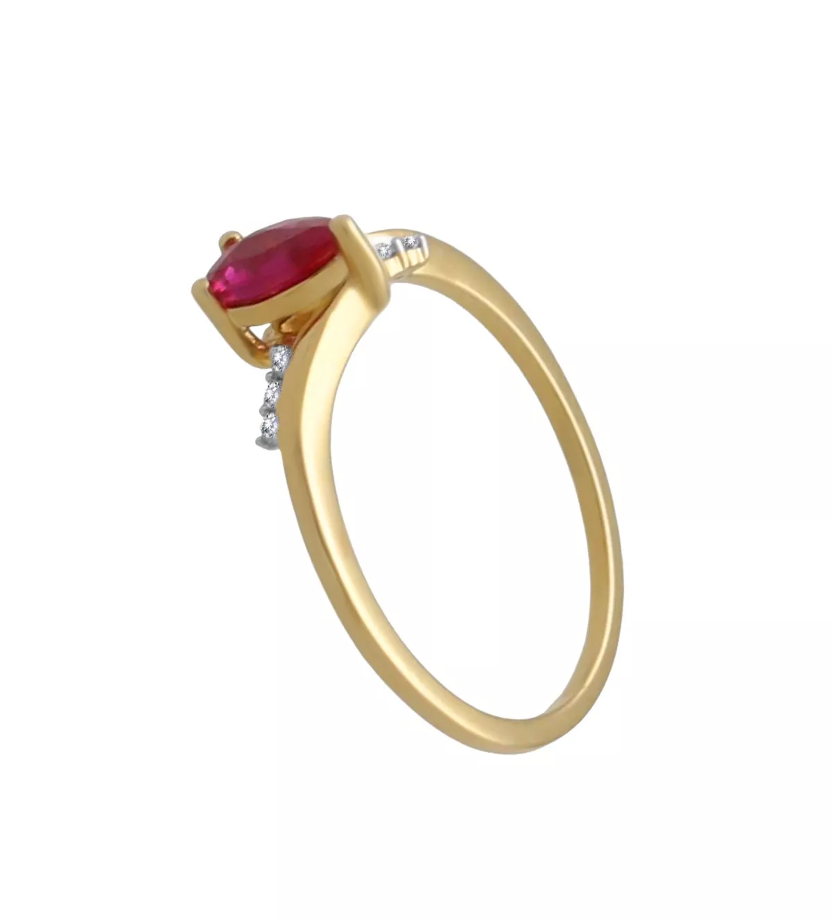 Anillo de oro amarillo 18k con rubí y diamantes "Carmesi" anillo de oro amarillo 18 ktes con rubi y brillantes Carmesi toma lateral