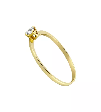 anillo de oro amarillo 18 ktes con brillante Tuyo vista de lado