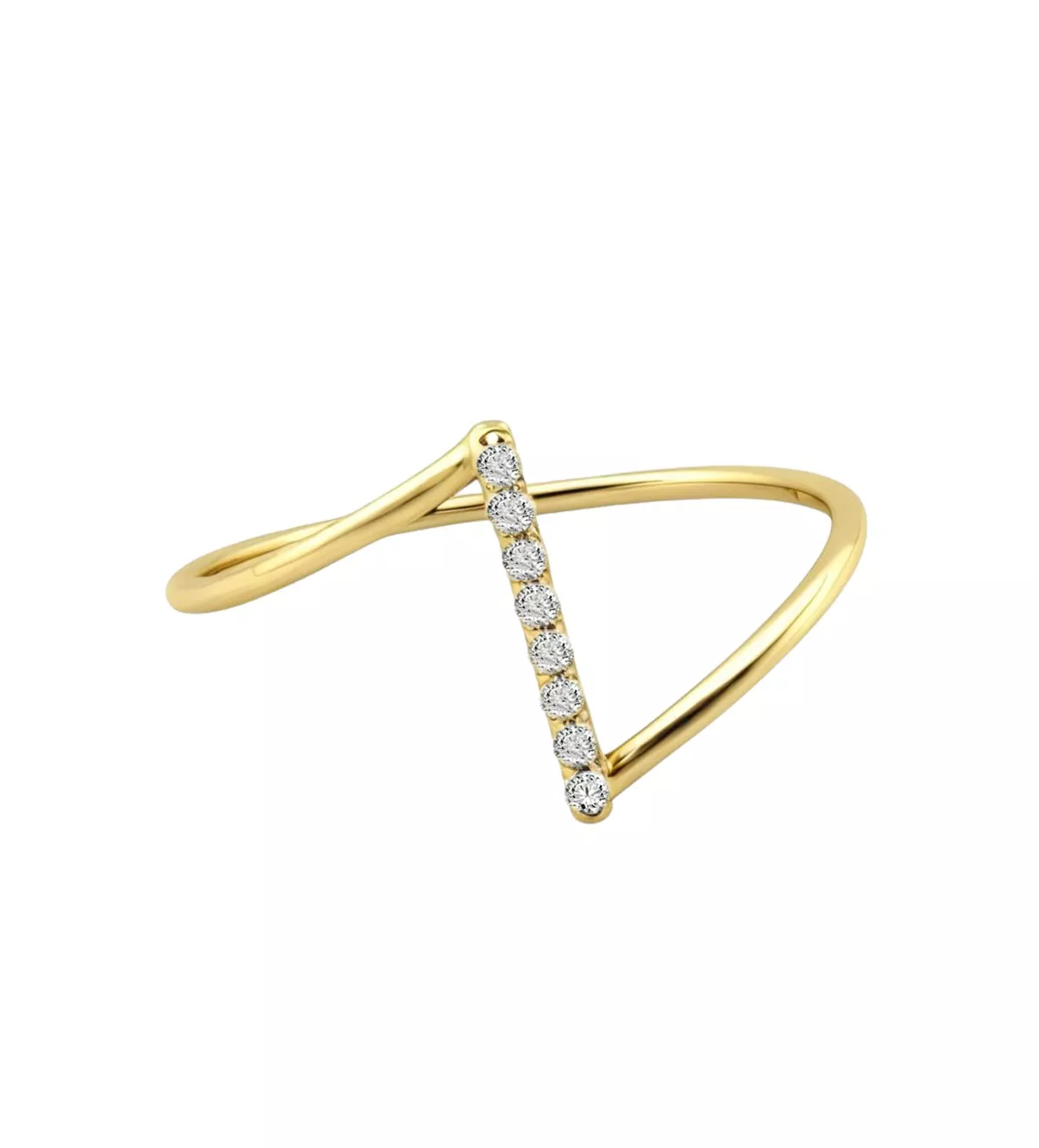 Anillo de oro 18k con 8 diamantes "Z" anillo de oro con diamantes Z vista frontal