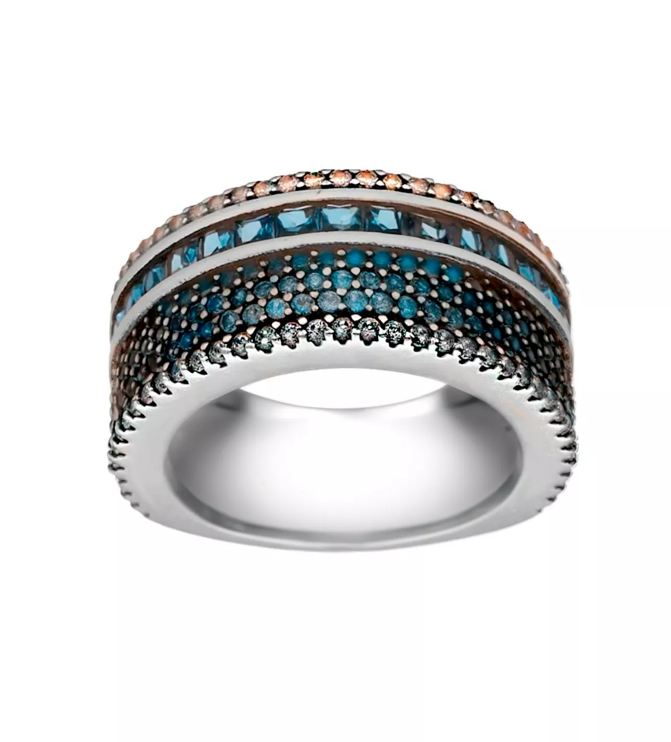 Anillo de plata "Eterno" marca Vapour 1261-B-S anillo de plata marca Vapour con cristales checos tonos azulados