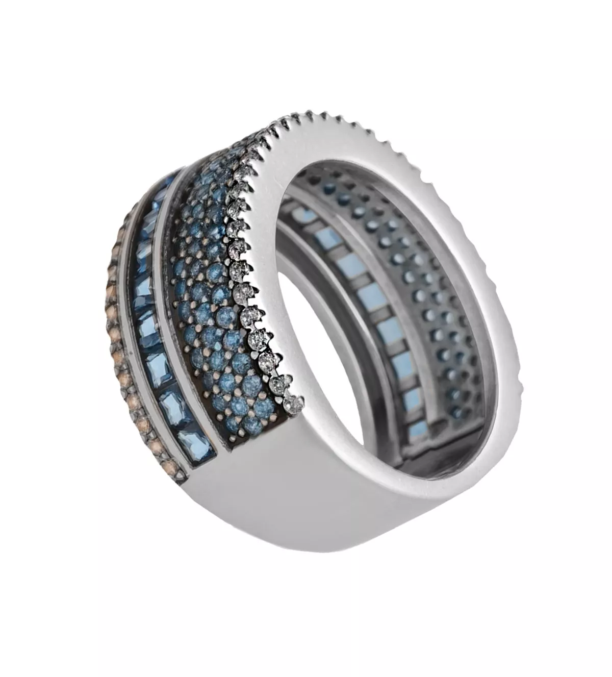 Anillo de plata "Eterno" marca Vapour 1261-B-S anillo de plata marca Vapour con cristales checos tonos azulados toma lateral