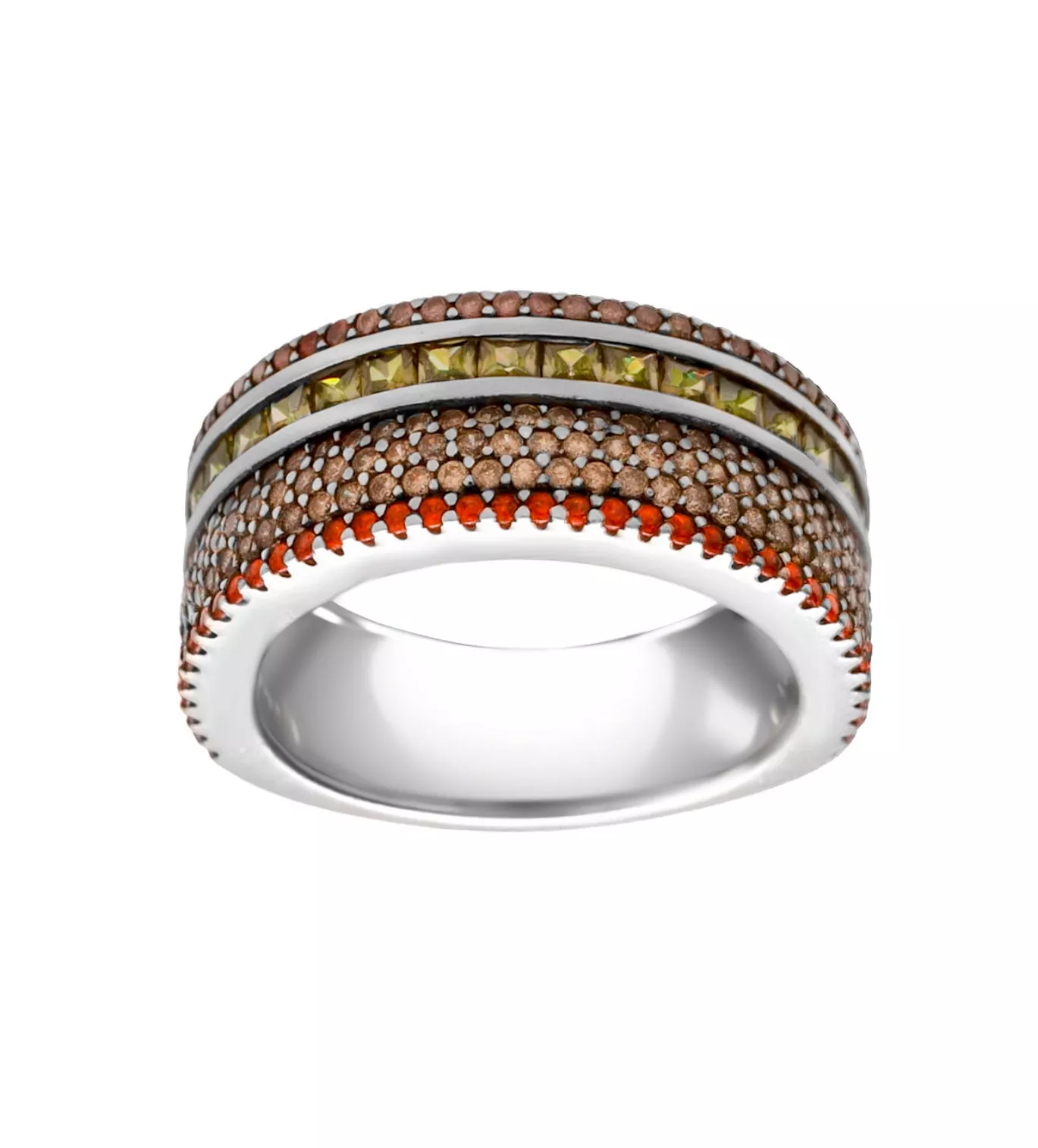 Anillo de plata “Eterno” marca Vapour 1261-B-18 anillo de plata marca Vapour media alianza cristales anaranjados