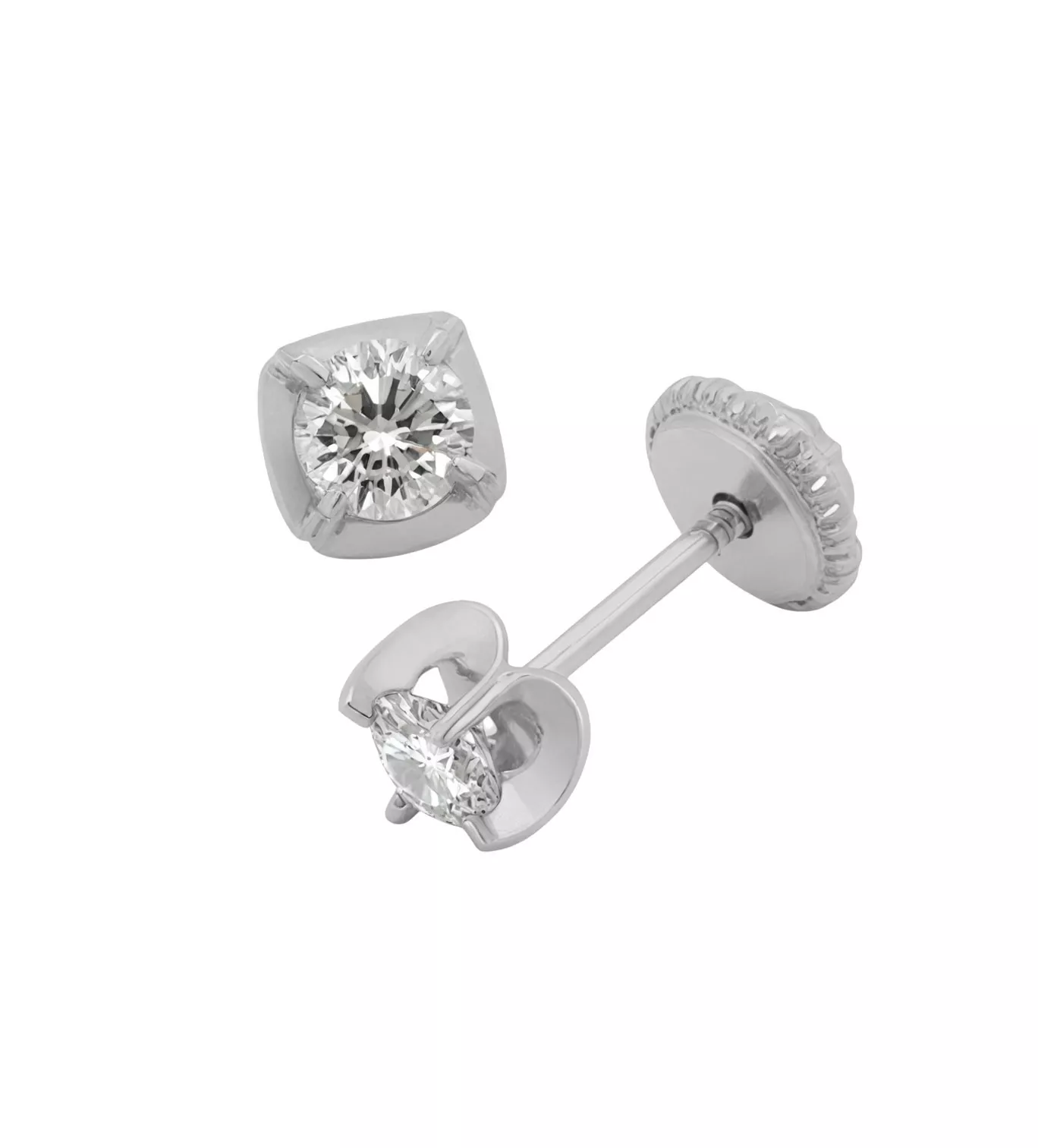 Pendientes de bebé oro blanco 18k "Luceros" pendientes de bebe oro blanco 18 ktes con circones toma frontal y lateral