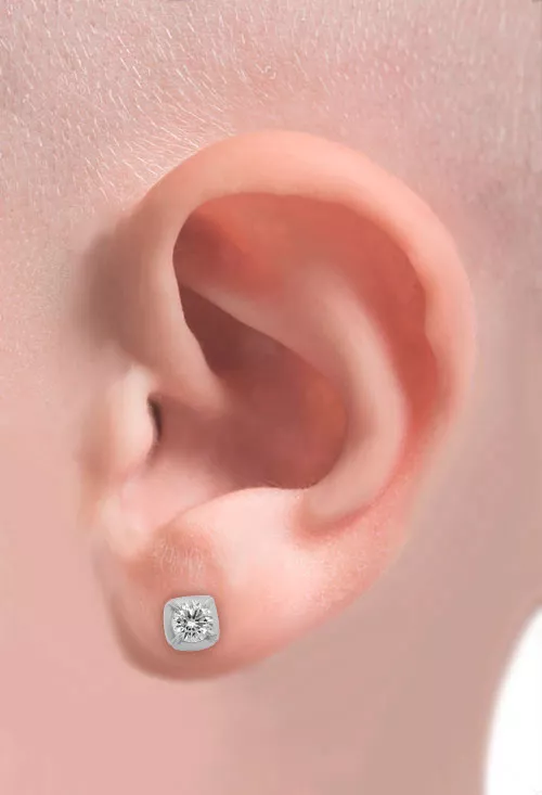 Pendientes de bebé oro blanco 18k "Luceros" pendientes de bebe oro blanco 18 ktes con circones toma modelo
