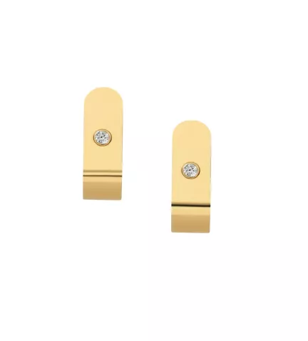 pendientes de oro amarillo 18k con diamantes vista frontal "Vuelo"