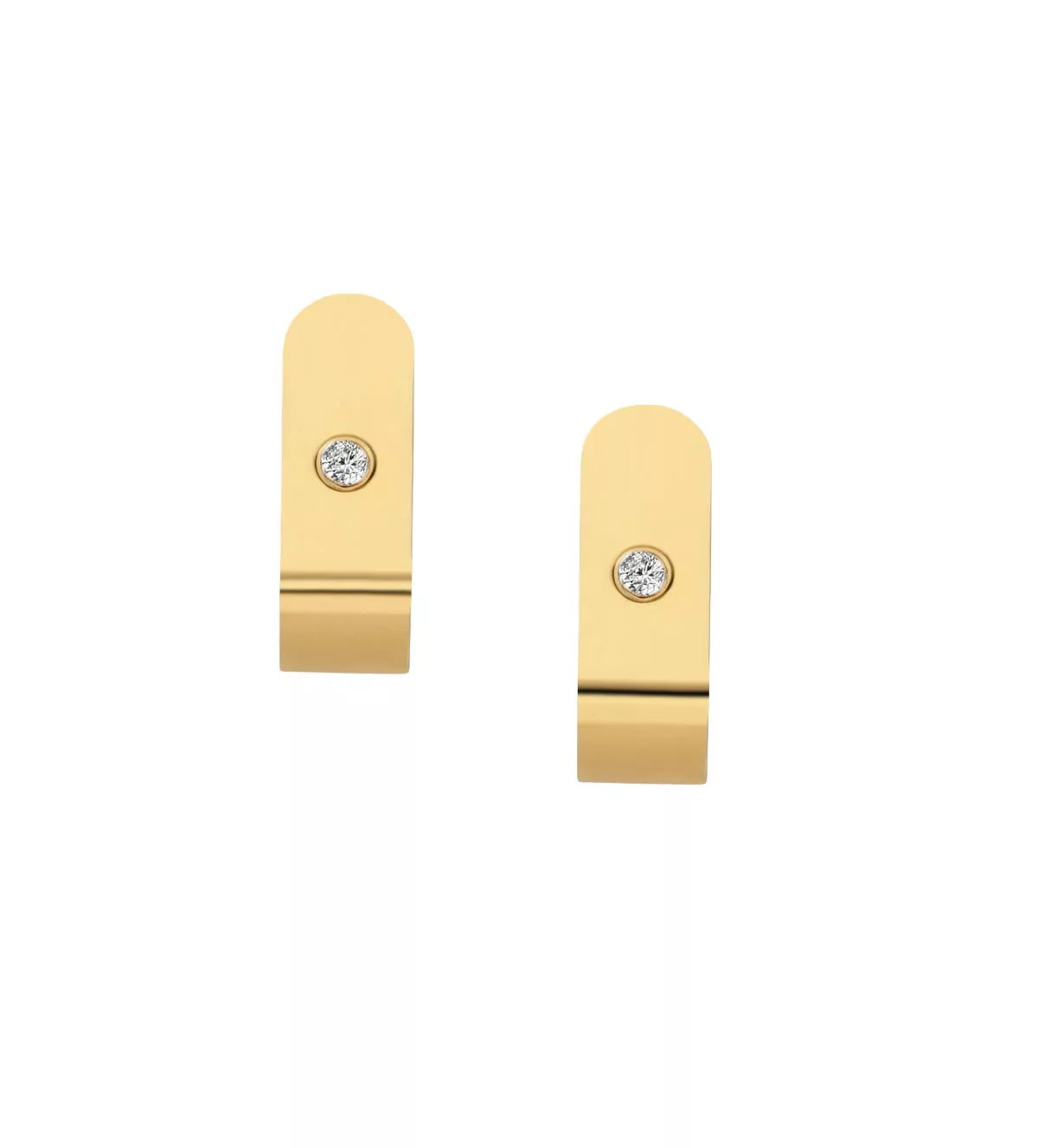 Pendientes de oro con brillante "Vuelo" pendientes de oro amarillo 18k con diamantes vista frontal "Vuelo"