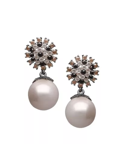 pendientes de plata marca Vapour perlas mavelinas y cristales checos