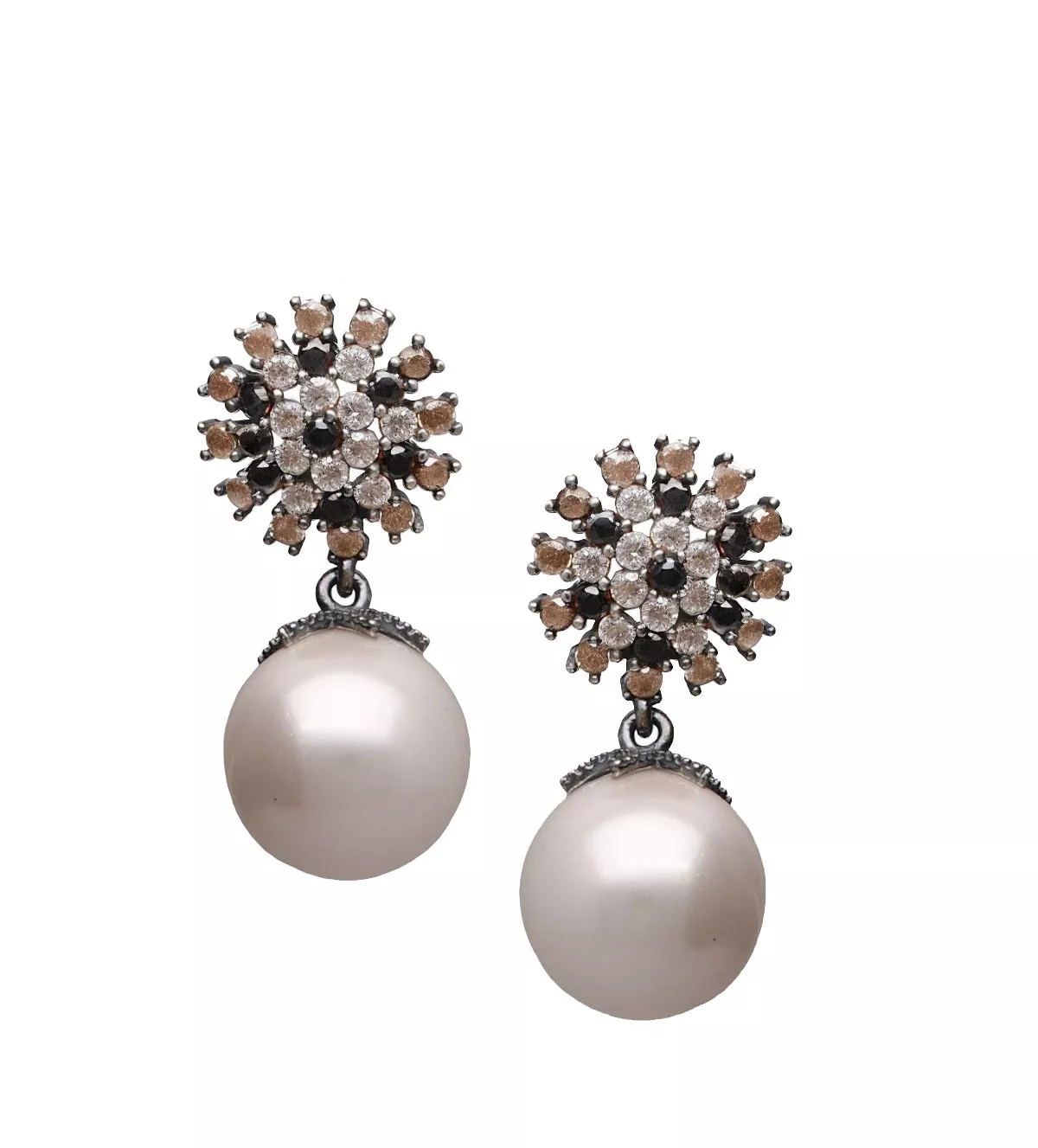 Pendientes de plata Vapour "Bohemie" pendientes de plata marca Vapour perlas mavelinas y cristales checos